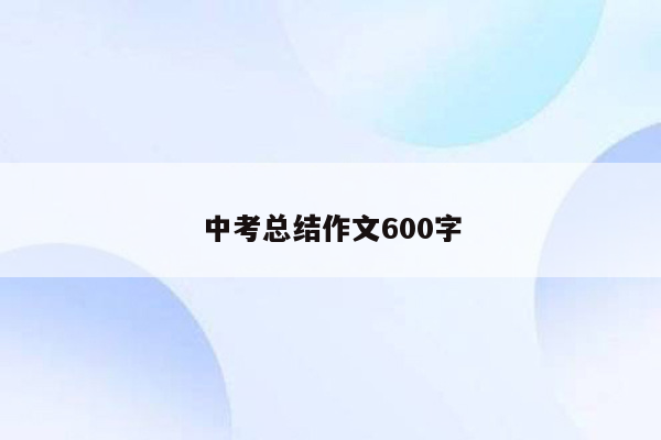 中考总结作文600字