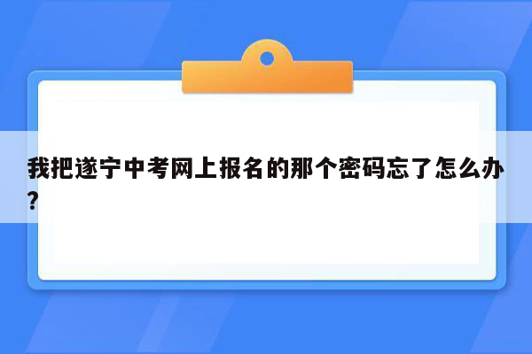 我把遂宁中考网上报名的那个密码忘了怎么办?