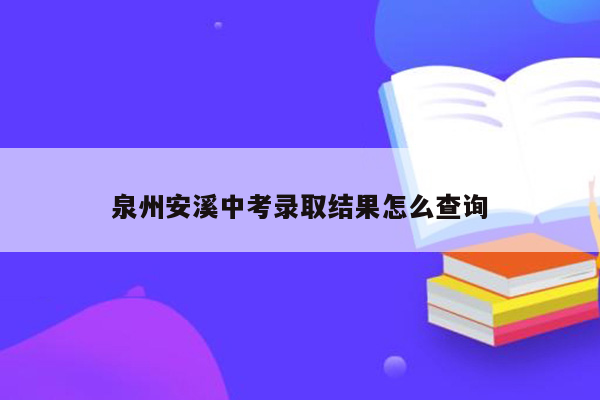 泉州安溪中考录取结果怎么查询