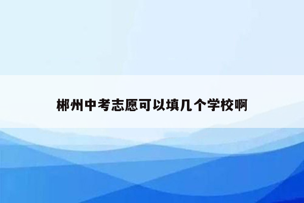 郴州中考志愿可以填几个学校啊