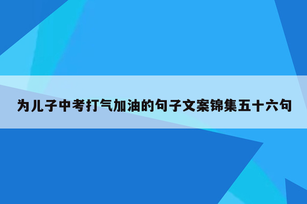 为儿子中考打气加油的句子文案锦集五十六句