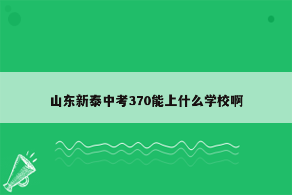 山东新泰中考370能上什么学校啊
