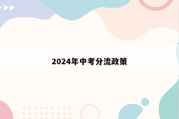 2026年中考分流政策