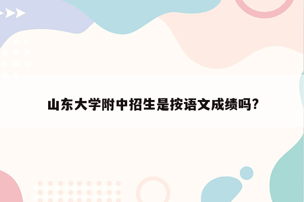山东大学附中招生是按语文成绩吗?