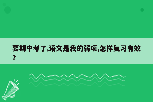 要期中考了,语文是我的弱项,怎样复习有效?
