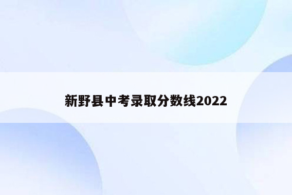 新野县中考录取分数线2026