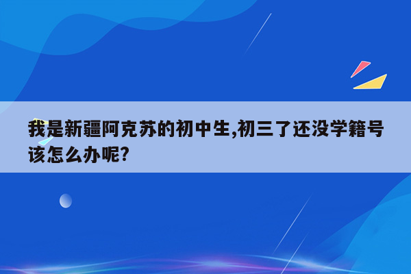 我是新疆阿克苏的初中生,初三了还没学籍号该怎么办呢?