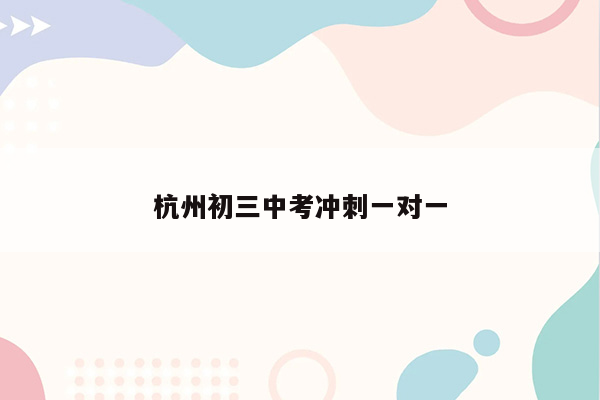 杭州初三中考冲刺一对一