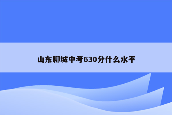 山东聊城中考630分什么水平