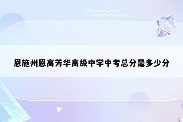 恩施州恩高芳华高级中学中考总分是多少分