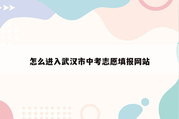 怎么进入武汉市中考志愿填报网站