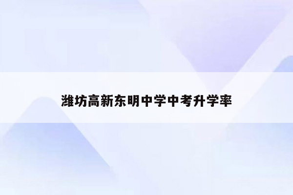 潍坊高新东明中学中考升学率