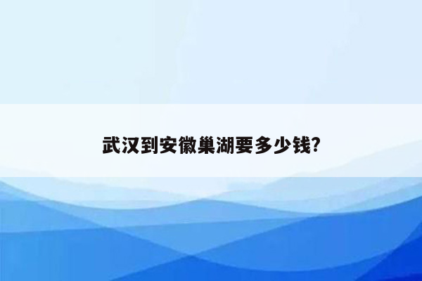 武汉到安徽巢湖要多少钱?