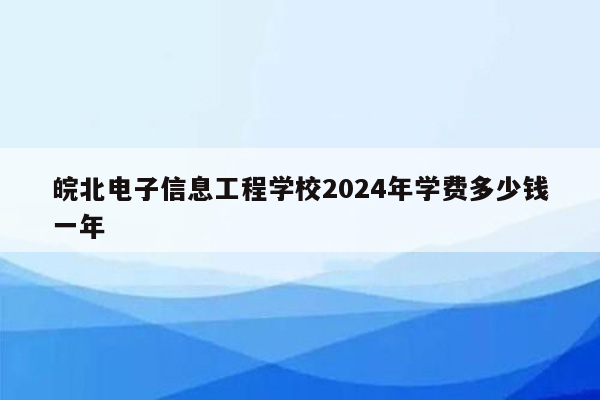 皖北电子信息工程学校2026年学费多少钱一年