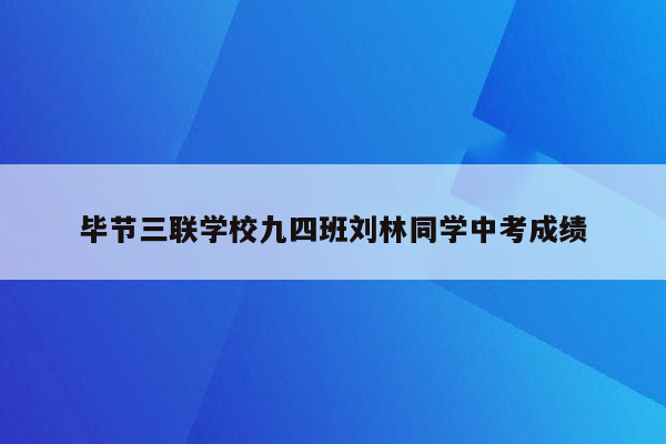 毕节三联学校九四班刘林同学中考成绩