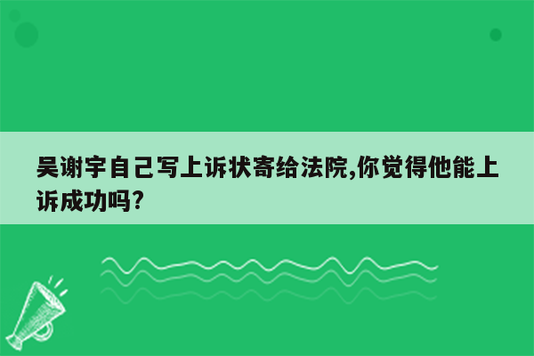 吴谢宇自己写上诉状寄给法院,你觉得他能上诉成功吗?