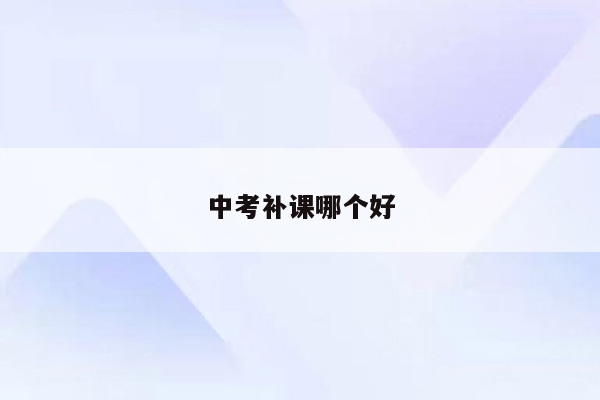 中考补课哪个好