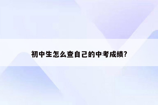 初中生怎么查自己的中考成绩?