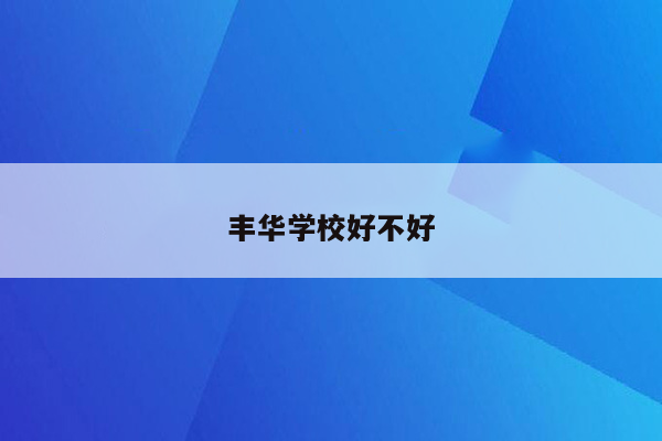 丰华学校好不好