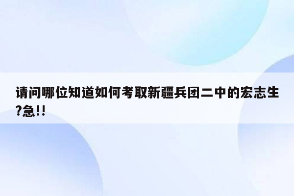 请问哪位知道如何考取新疆兵团二中的宏志生?急!!