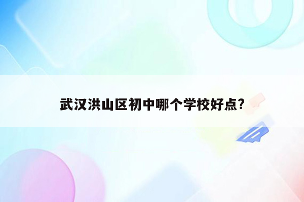 武汉洪山区初中哪个学校好点?
