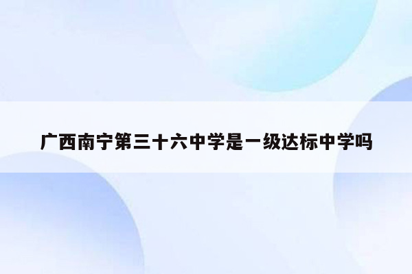 广西南宁第三十六中学是一级达标中学吗