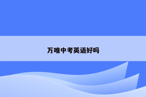 万唯中考英语好吗