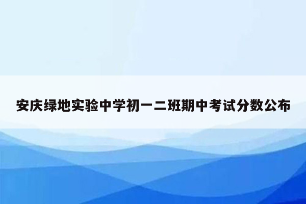安庆绿地实验中学初一二班期中考试分数公布