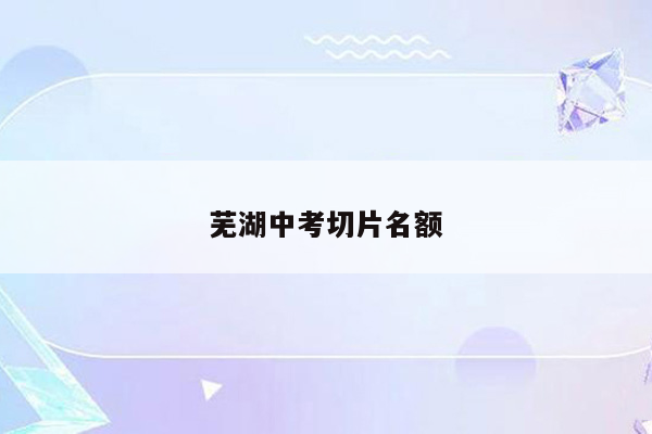 芜湖中考切片名额