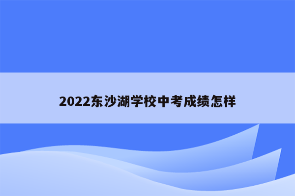 2022东沙湖学校中考成绩怎样
