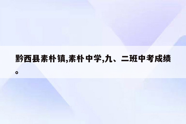 黔西县素朴镇,素朴中学,九、二班中考成绩。