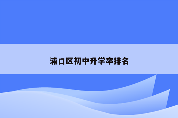 浦口区初中升学率排名