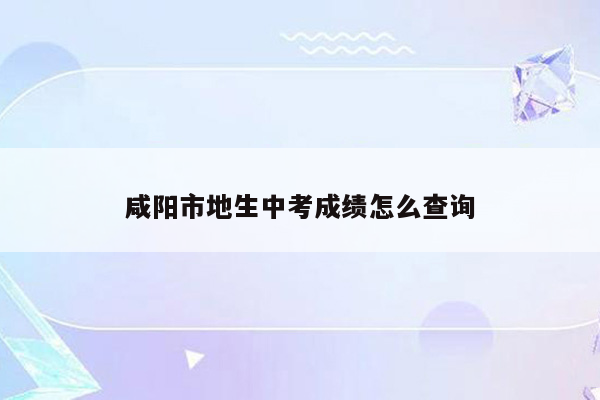 咸阳市地生中考成绩怎么查询