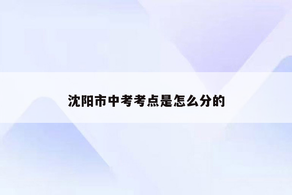 沈阳市中考考点是怎么分的