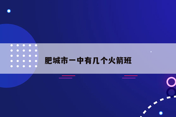 肥城市一中有几个火箭班
