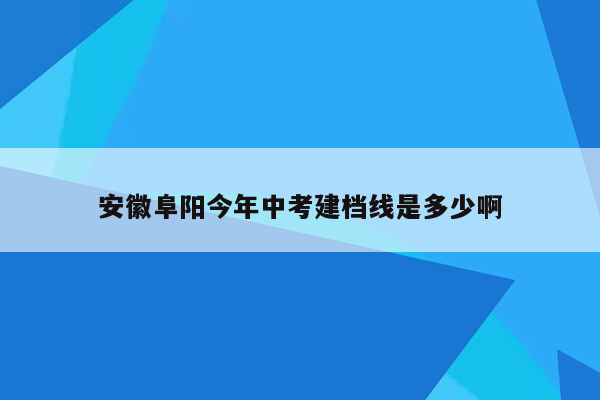 安徽阜阳今年中考建档线是多少啊