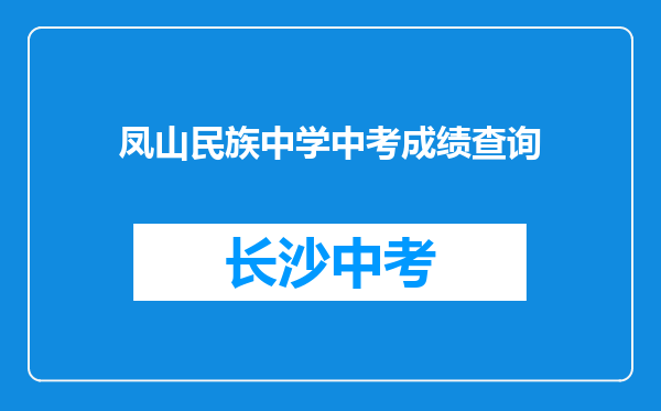 凤山民族中学中考成绩查询