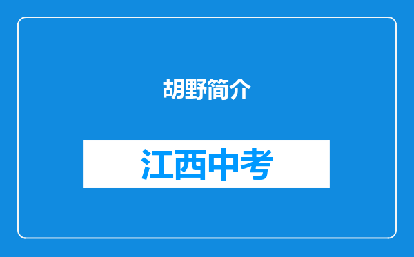 胡野简介