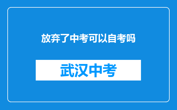放弃了中考可以自考吗