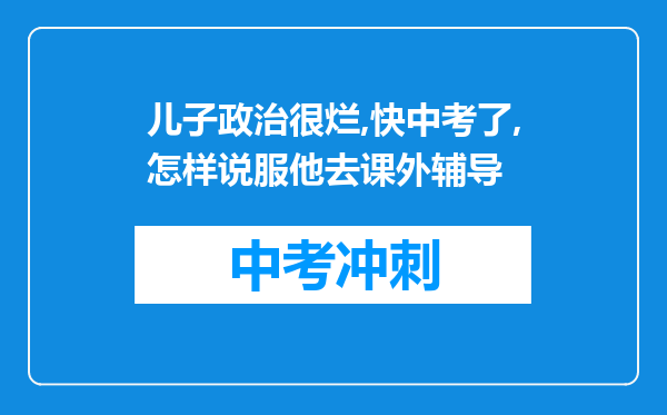 儿子政治很烂,快中考了,怎样说服他去课外辅导