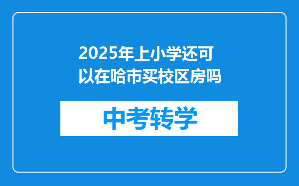 2025年上小学还可以在哈市买校区房吗
