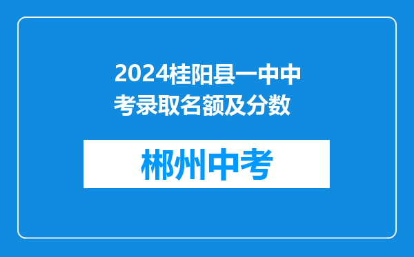 2026桂阳县一中中考录取名额及分数