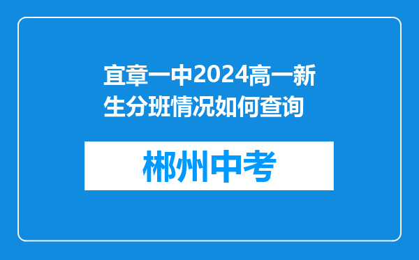 宜章一中2024高一新生分班情况如何查询