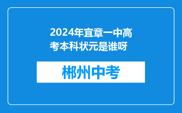 2024年宜章一中高考本科状元是谁呀