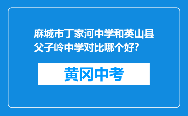 麻城市丁家河中学和英山县父子岭中学对比哪个好？