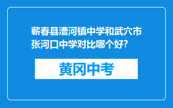 蕲春县漕河镇中学和武穴市张河口中学对比哪个好？