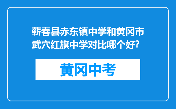 蕲春县赤东镇中学和黄冈市武穴红旗中学对比哪个好？