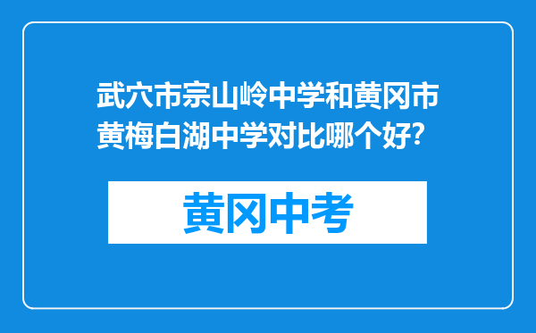 武穴市宗山岭中学和黄冈市黄梅白湖中学对比哪个好？