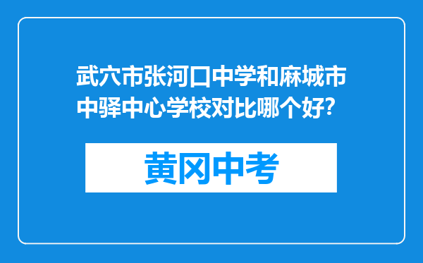 武穴市张河口中学和麻城市中驿中心学校对比哪个好？