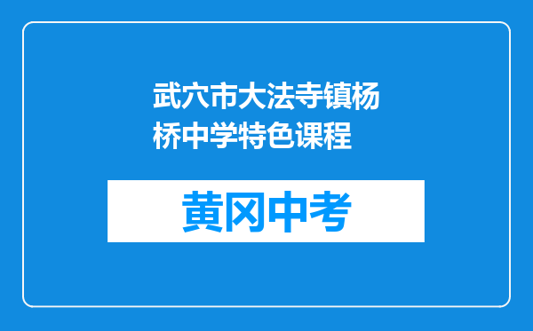 武穴市大法寺镇杨桥中学特色课程